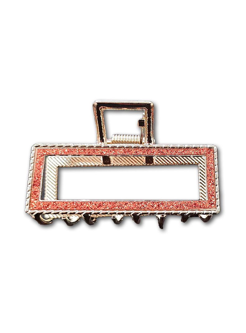 Traba Metalica Garra Rectangular Brillo Para Cabello Cobre