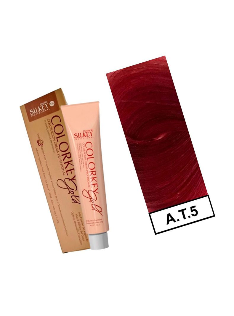 COLORKEY GOLD - Tintura Permanente Efecto 3D Pigment 60gr  - AT.5 Castaño Claro Rojizo Extra Red-1