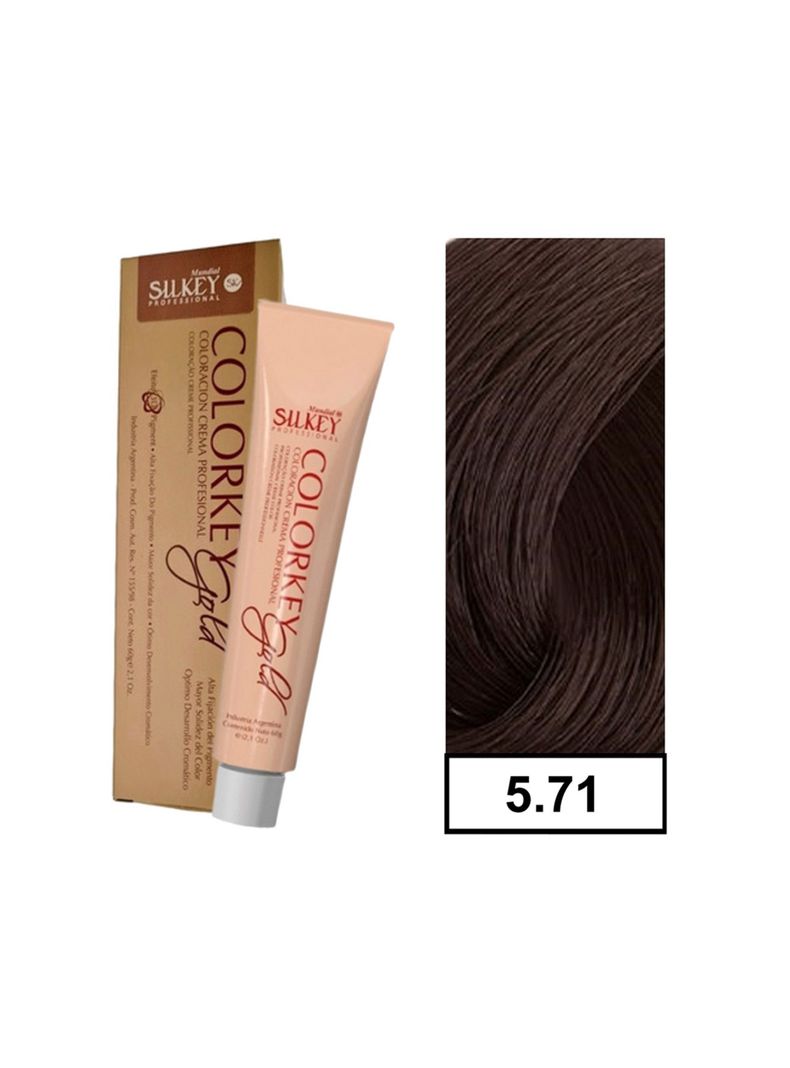 COLORKEY GOLD - Tintura Permanente Efecto 3D Pigment 60gr  - 5.71 Castaño Claro Marrón Ceniza-0