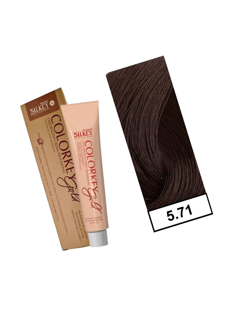 COLORKEY GOLD - Tintura Permanente Efecto 3D Pigment 60gr  - 5.71 Castaño Claro Marrón Ceniza-1