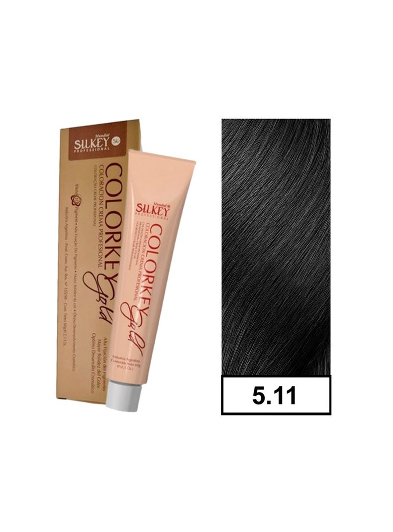 COLORKEY GOLD - Tintura Permanente Efecto 3D Pigment 60gr  - 5.11 Castaño Claro Ceniza Profundo-0