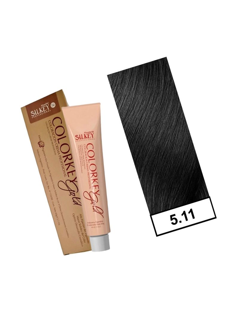 COLORKEY GOLD - Tintura Permanente Efecto 3D Pigment 60gr  - 5.11 Castaño Claro Ceniza Profundo-1