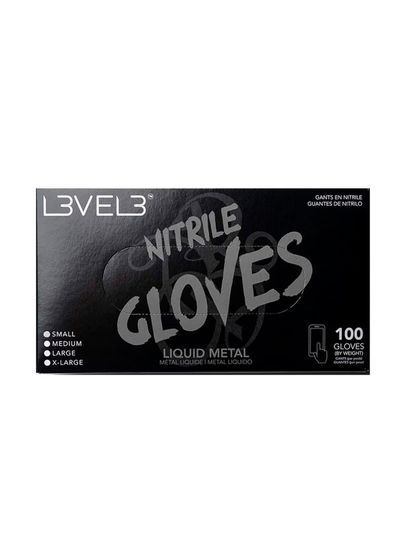 Caja Guantes De Nitrilo Level3 Metal Líquido Talla L 100 Uni-0