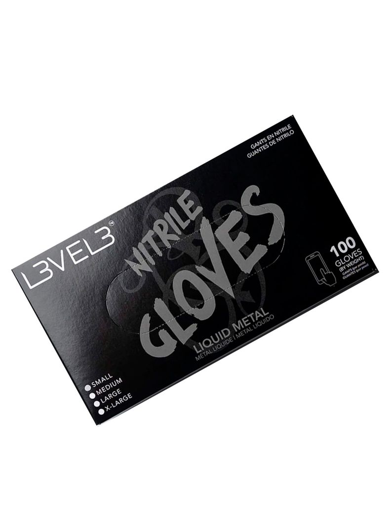 Caja Guantes De Nitrilo Level3 Metal Líquido Talla L 100 Uni-1