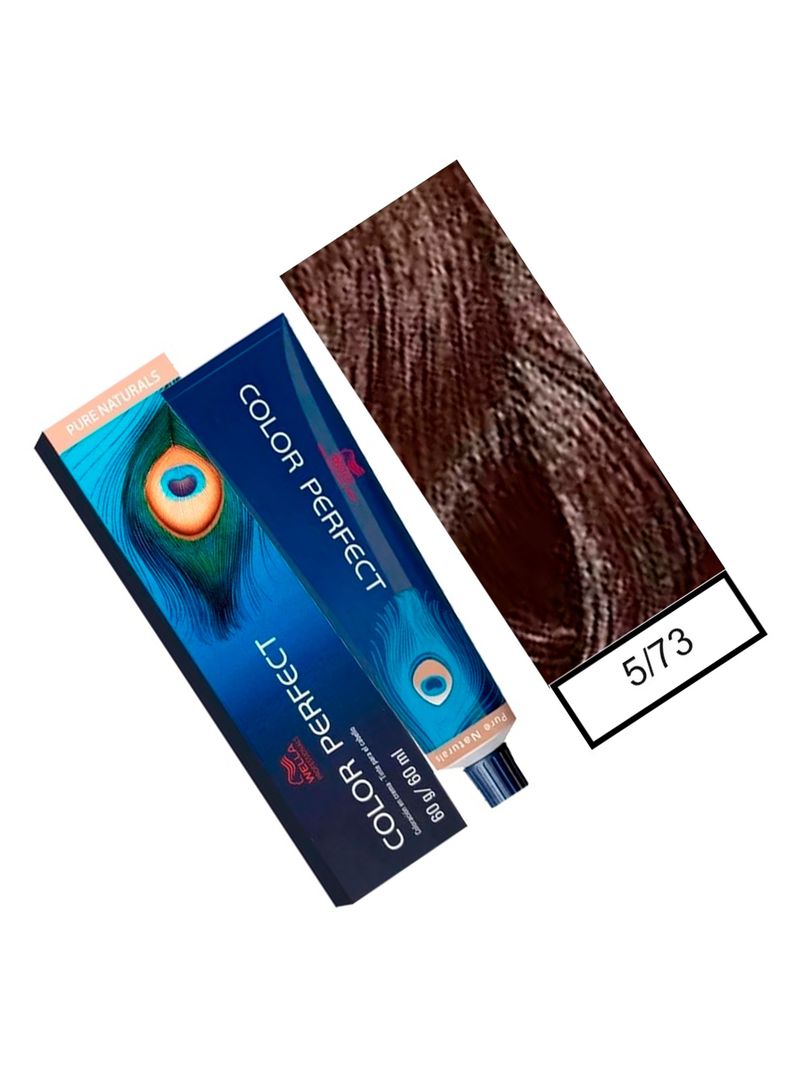WELLA-tintura permanente color perfect 5/73 castaño claro marrón dorado 60gr + oxidante 20vol 60ml-1
