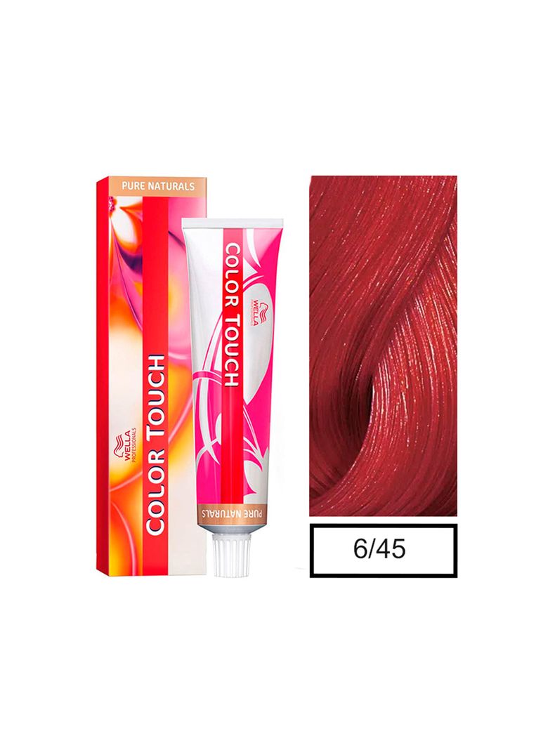 WELLA-tintura semipermanente color touch 6/45 rubio oscuro rojo caoba 60gr + Peróxido en crema de 1,9%-0