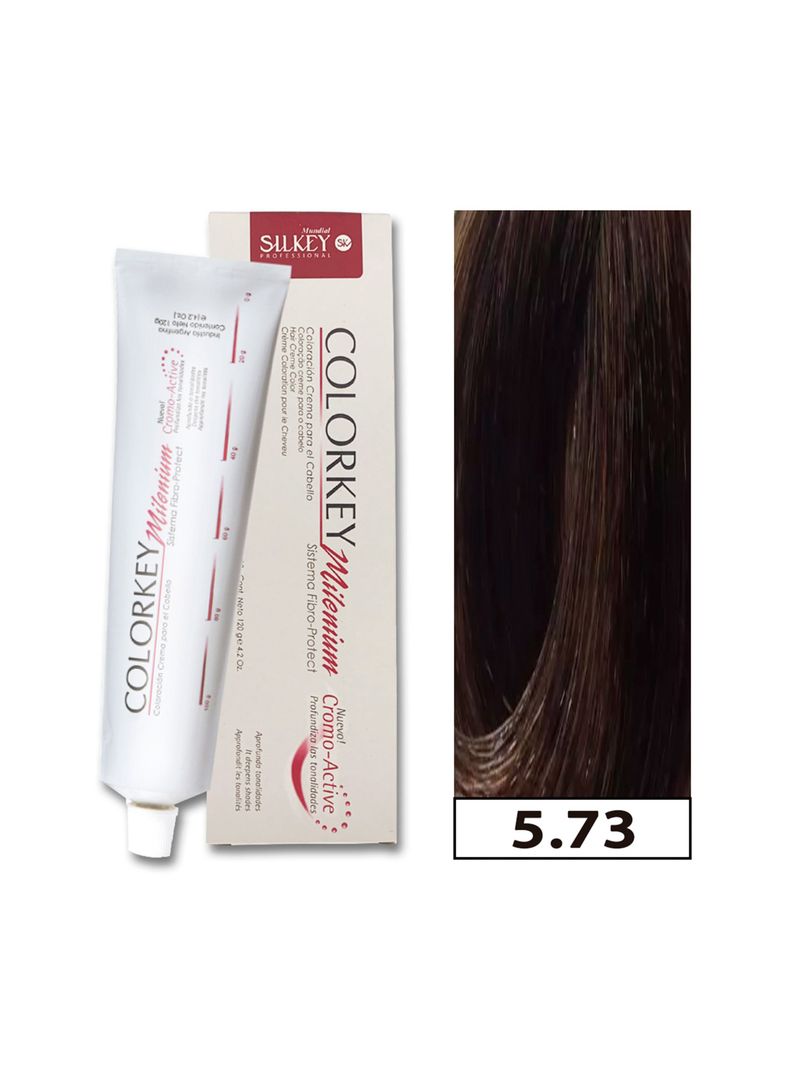 COLORKEY MILENIUM - Tintura Permanente en crema Silkey 120GR  - 5.73 Castaño Claro Marrón Dorado-0