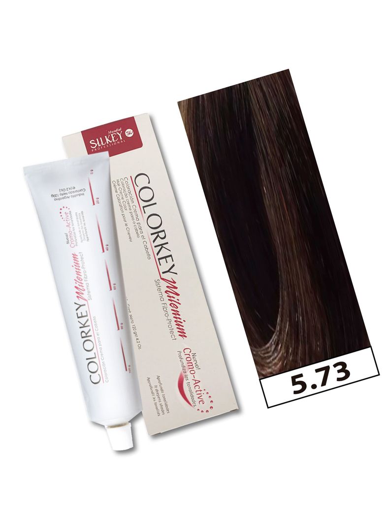 COLORKEY MILENIUM - Tintura Permanente en crema Silkey 120GR  - 5.73 Castaño Claro Marrón Dorado-1