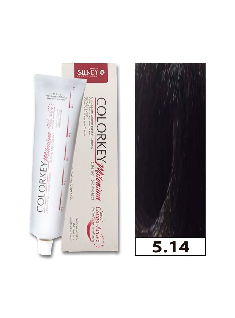 COLORKEY MILENIUM - Tintura Permanente en crema Silkey 120GR  - 5.14 Castaño Claro Coffee-0