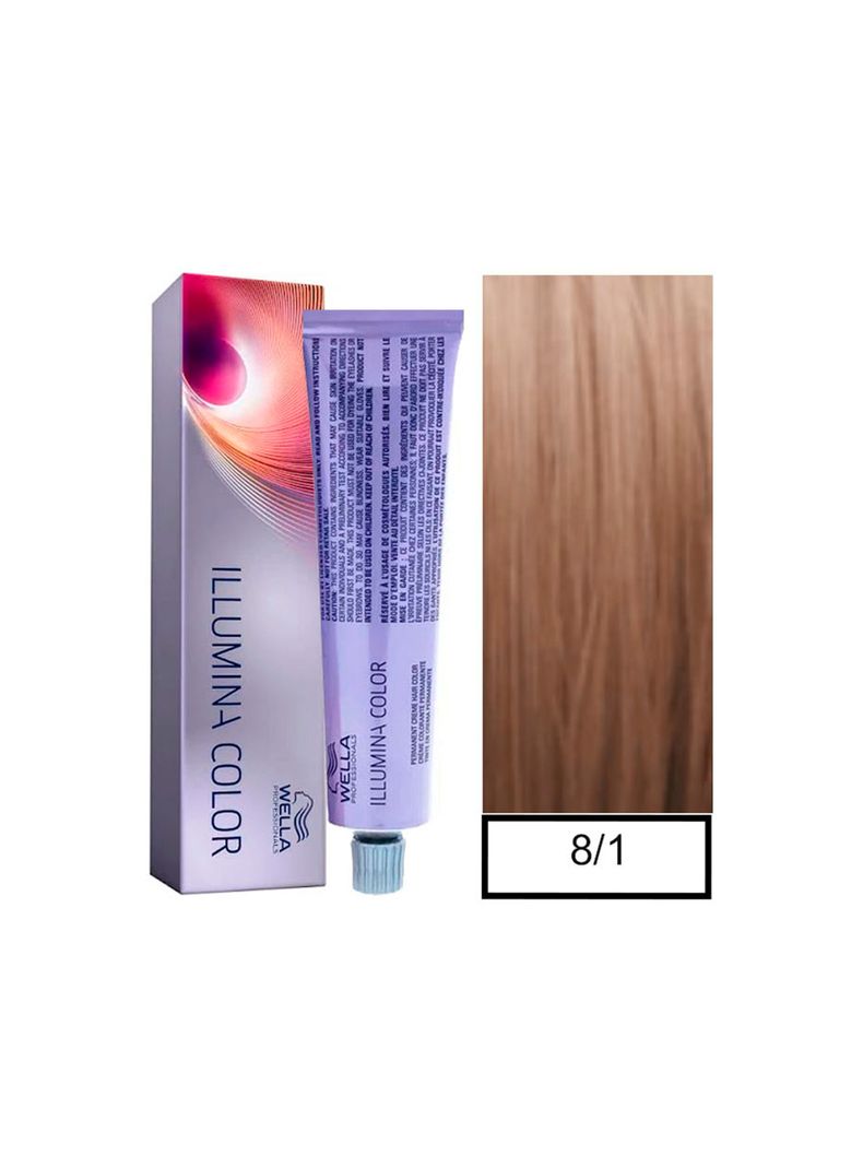 WELLA - Tintura permanente illumina color 8/1 Rubio Claro Ceniza 60 ml + Oxidante-0