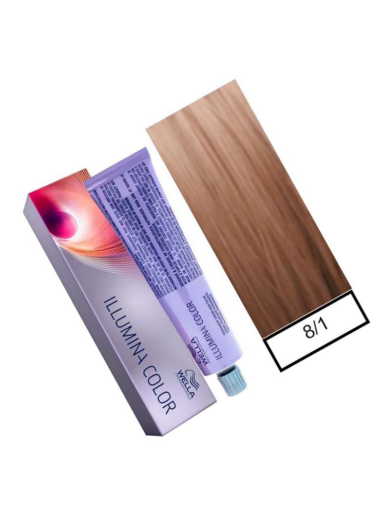 WELLA - Tintura permanente illumina color 8/1 Rubio Claro Ceniza 60 ml + Oxidante-1