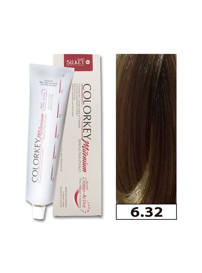 COLORKEY MILENIUM - Tintura Permanente en crema Silkey 120GR  - 6.32 Rubio Oscuro Dorado Nacarado-0