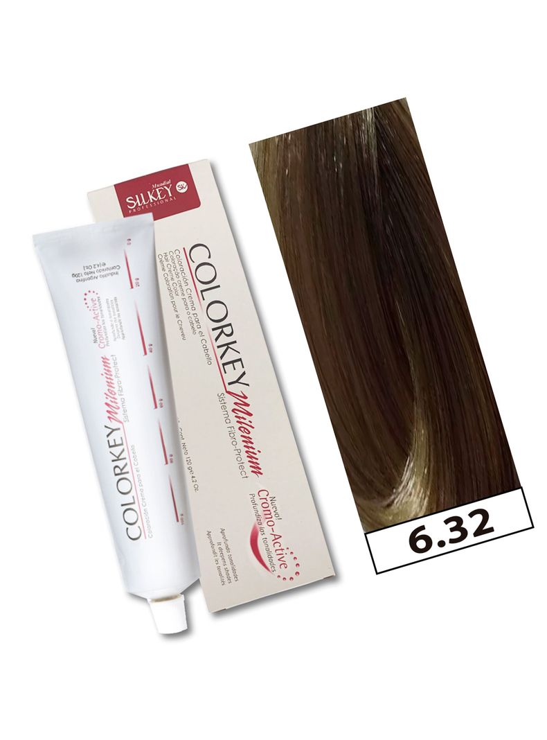 COLORKEY MILENIUM - Tintura Permanente en crema Silkey 120GR  - 6.32 Rubio Oscuro Dorado Nacarado-1