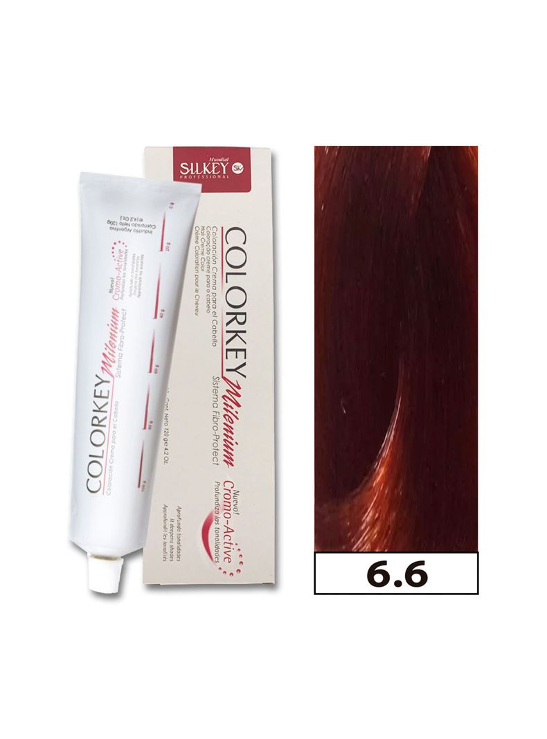 COLORKEY MILENIUM - Tintura Permanente en crema Silkey 120GR  - 6.6 Rubio Oscuro Rojizo-0