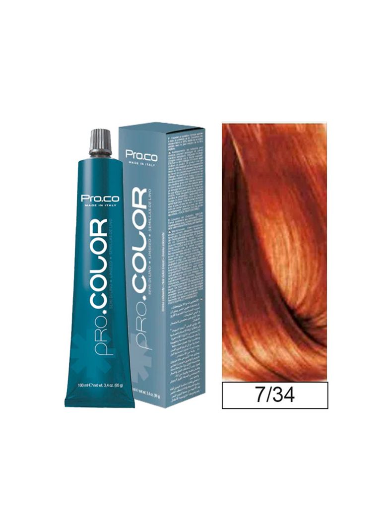 Tintura Permanente Pro.color BBcos  7/34 Rubio Cobre Dorado 100ml-0