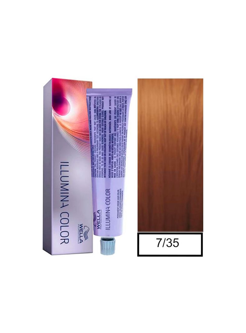 WELLA - Tintura permanente illumina color 7/35 Rubio Medio Dorado Caoba 60 ml + Oxidante-0