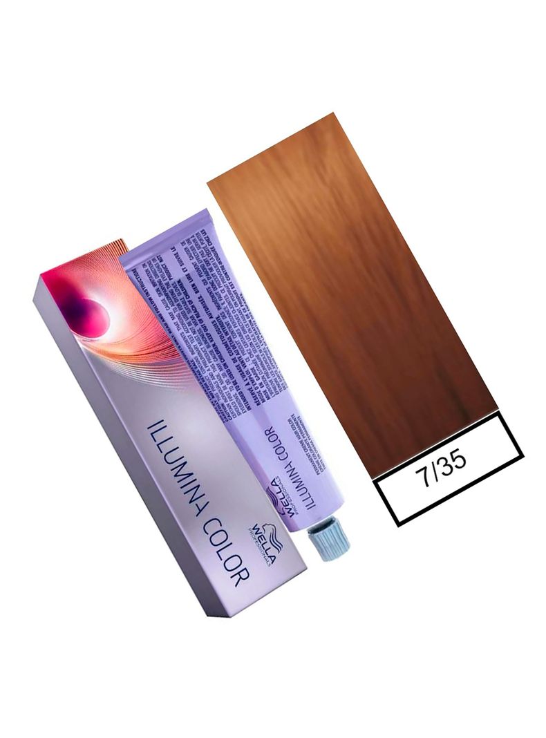 WELLA - Tintura permanente illumina color 7/35 Rubio Medio Dorado Caoba 60 ml + Oxidante-1