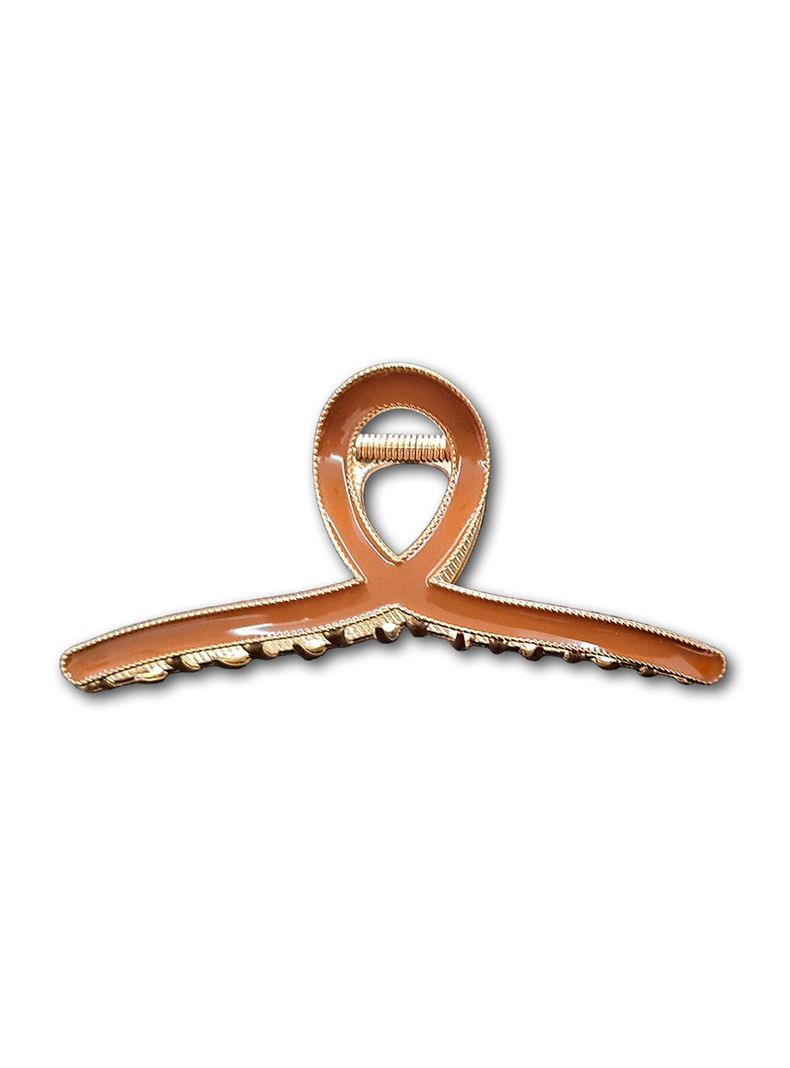 Traba Metalica Garra Tiburon Para Cabello Resina Cafe