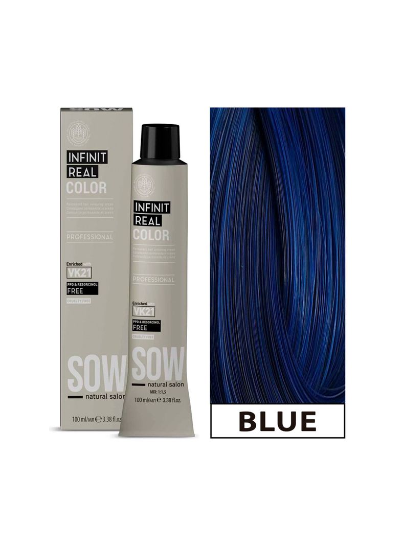 SOW - Tintura Permanente Bajo Amoniaco VK21 100ml + Oxidante - AZUL-0