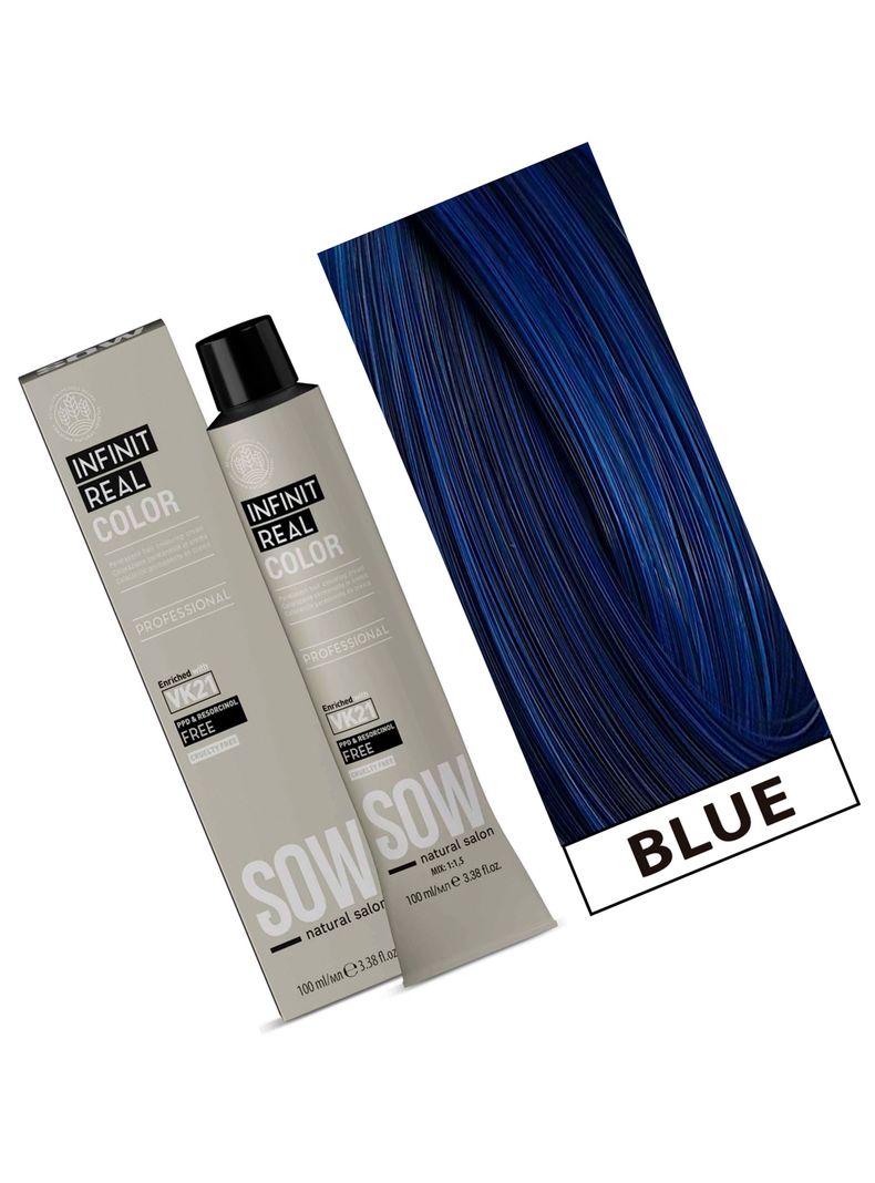 SOW - Tintura Permanente Bajo Amoniaco VK21 100ml + Oxidante - AZUL-1
