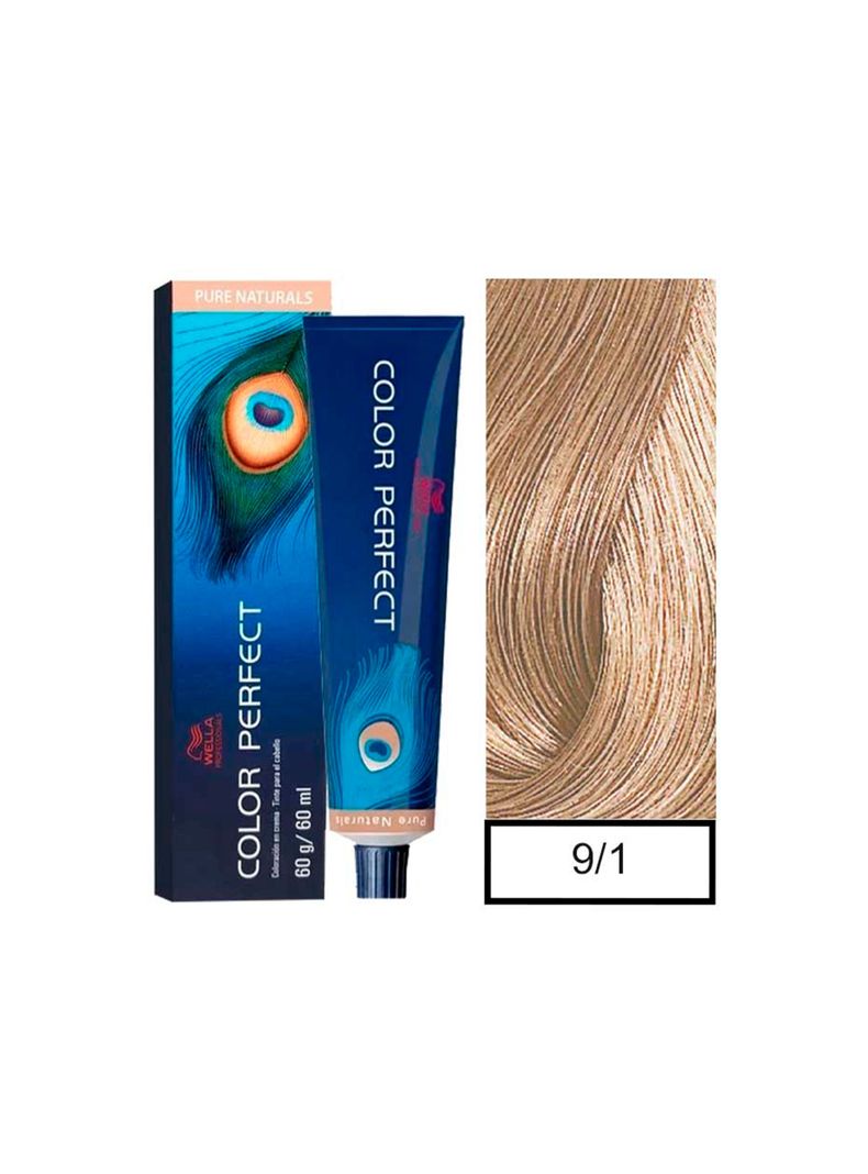 WELLA-tintura permanente color perfect 9/1 rubio extra claro ceniza 60gr + oxidante 20vol 60ml-0