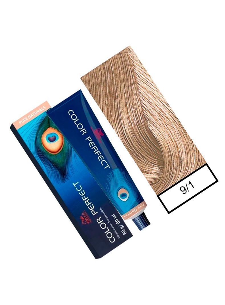 WELLA-tintura permanente color perfect 9/1 rubio extra claro ceniza 60gr + oxidante 20vol 60ml-1