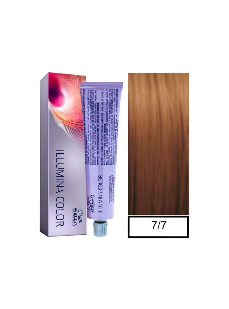 WELLA - Tintura permanente illumina color 7/7 Rubio Medio Marrón 60 ml + Oxidante-0