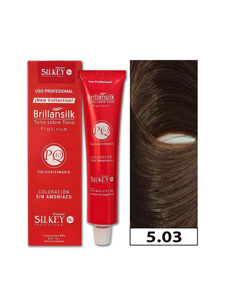 BRILLANSILK - Tintura Tono - Tono Sin Amoníaco Silkey 60g  - 5.03 Castaño Claro Dorado Suave-0