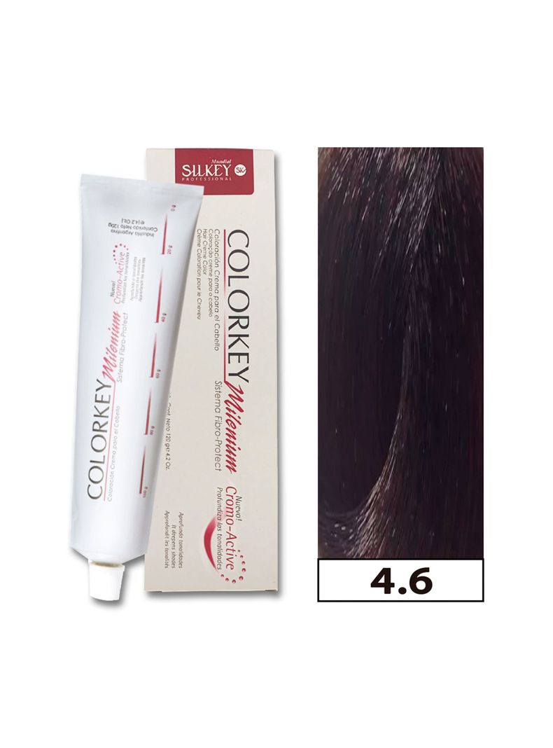COLORKEY MILENIUM - Tintura Permanente en crema Silkey 120GR  - 4.6 Castaño Medio Rojizo-0