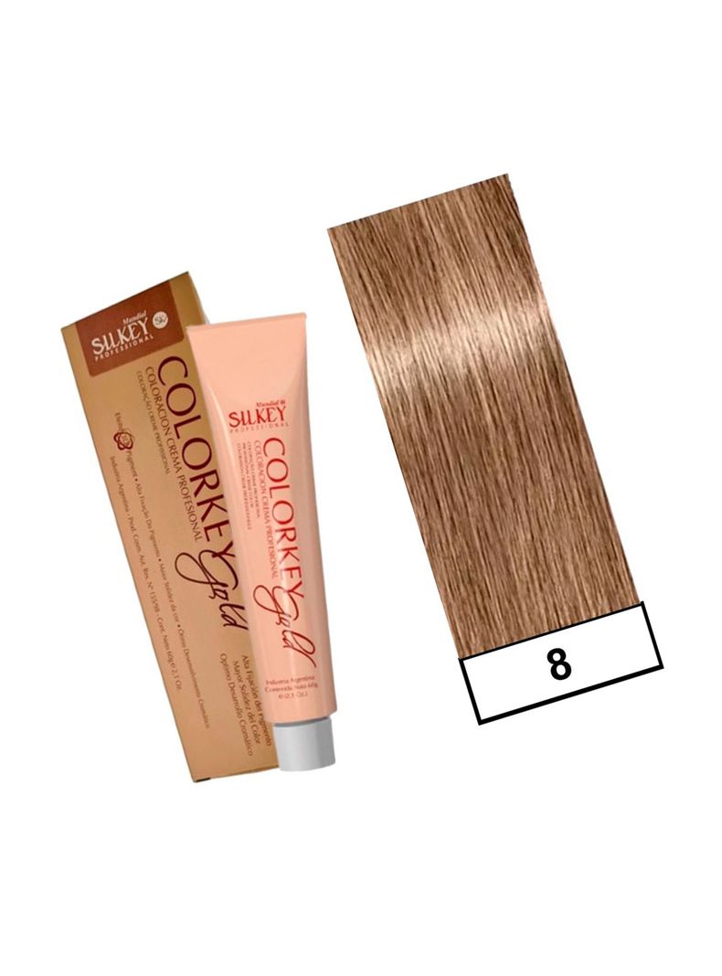 COLORKEY GOLD - Tintura Permanente Efecto 3D Pigment 60gr  - 8 Rubio Claro Natural-1