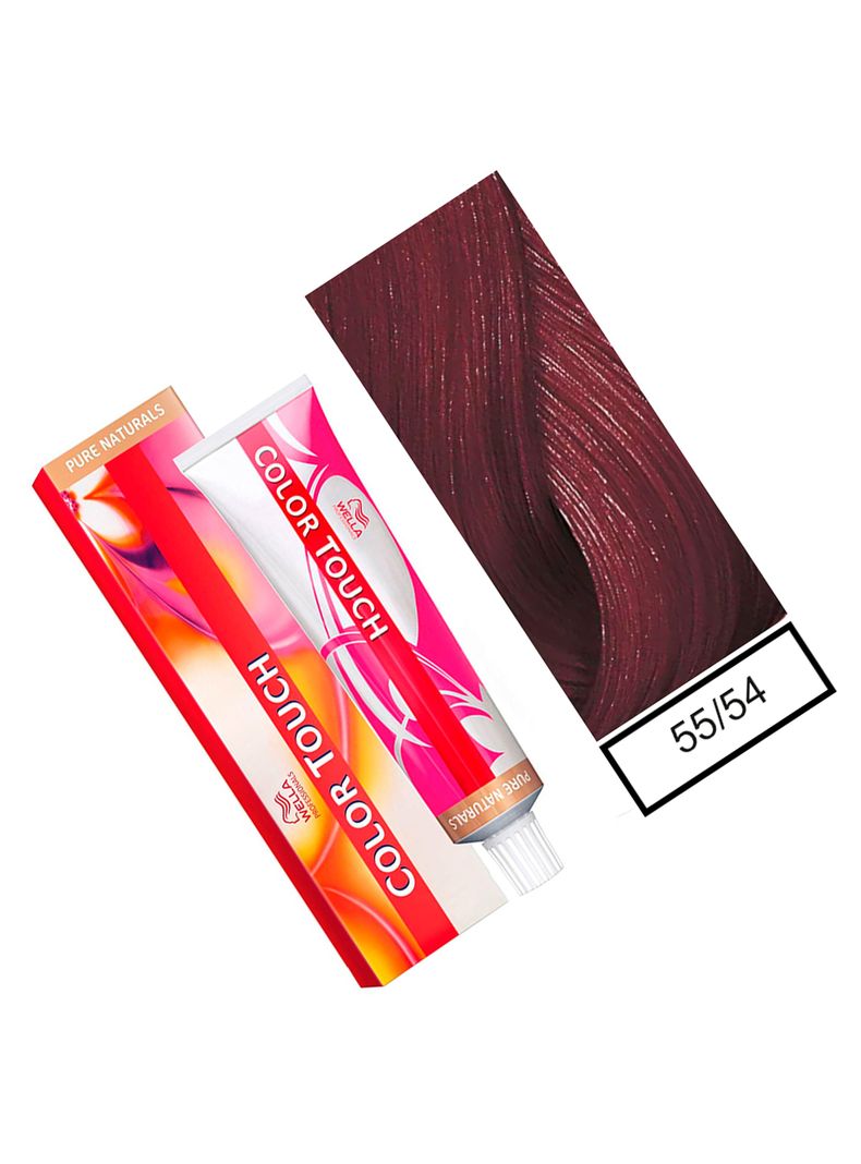WELLA-tintura semipermanente color touch 55/54 castaño claro intenso caoba rojo 60gr + Peróxido en crema de 1,9%-1