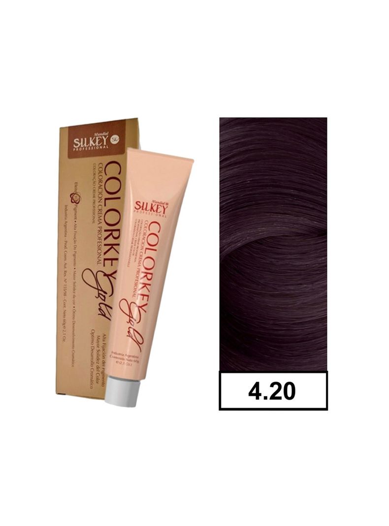 COLORKEY GOLD - Tintura Permanente Efecto 3D Pigment 60gr  - 4.20 Castaño Medio Nacarado Intenso-0