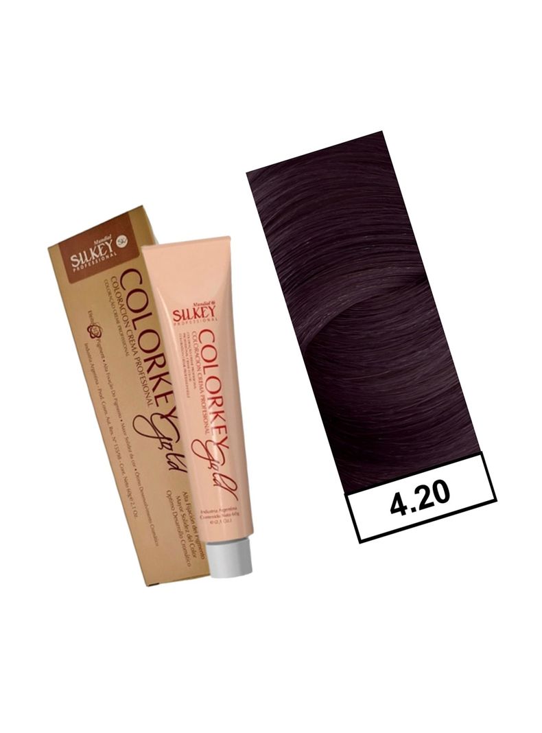 COLORKEY GOLD - Tintura Permanente Efecto 3D Pigment 60gr  - 4.20 Castaño Medio Nacarado Intenso-1