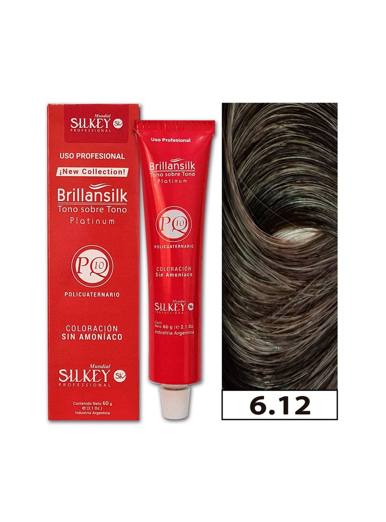 BRILLANSILK - Tintura Tono - Tono Sin Amoníaco Silkey 60g  - 6.12 Rubio Oscuro Ceniza Nacarado-0