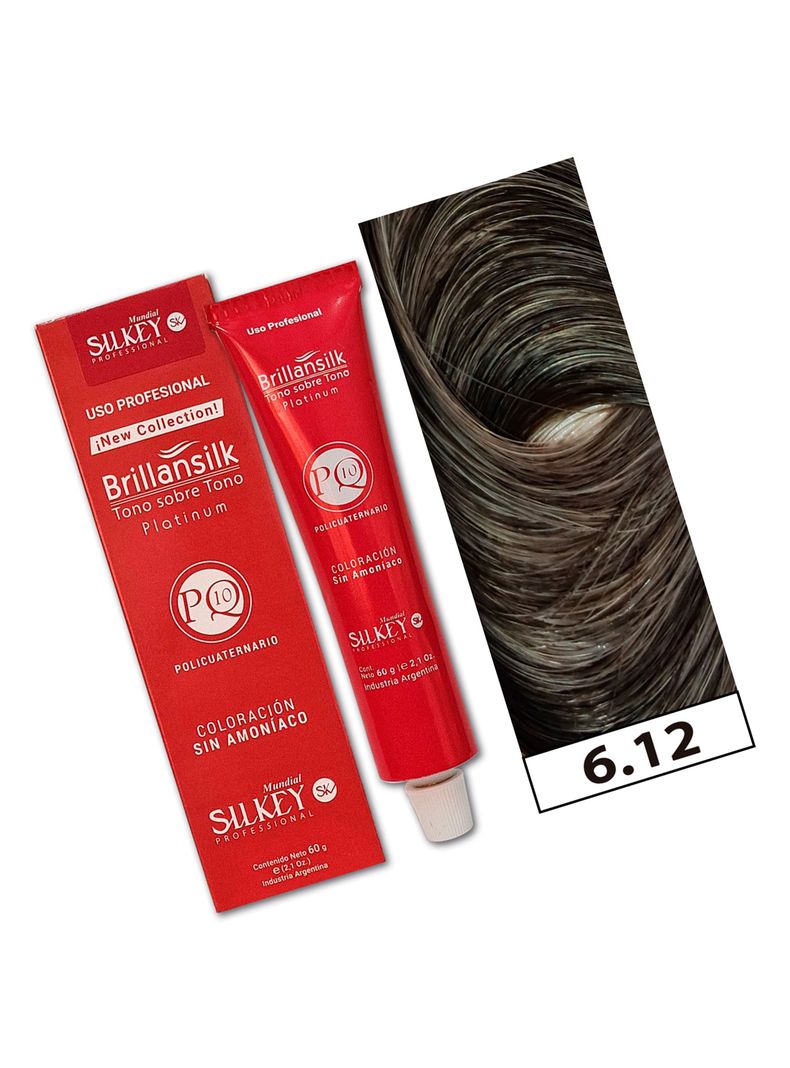 BRILLANSILK - Tintura Tono - Tono Sin Amoníaco Silkey 60g  - 6.12 Rubio Oscuro Ceniza Nacarado-1