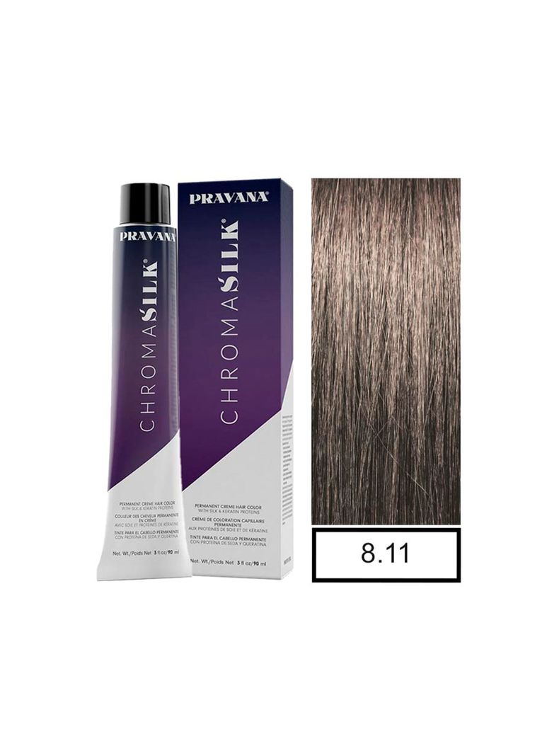 PRAVANA - Tintura Permanente Chromasilk Rubio Claro Cenizo Intenso 8.11 90Ml + Oxidante-0