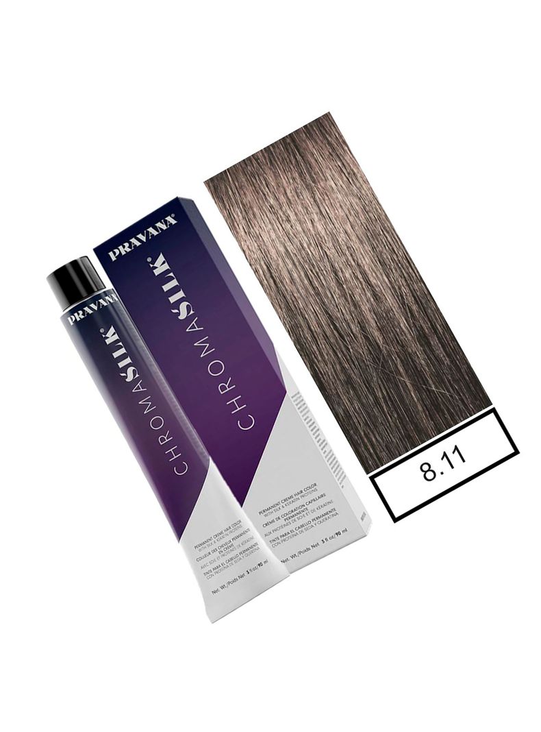 PRAVANA - Tintura Permanente Chromasilk Rubio Claro Cenizo Intenso 8.11 90Ml + Oxidante-1