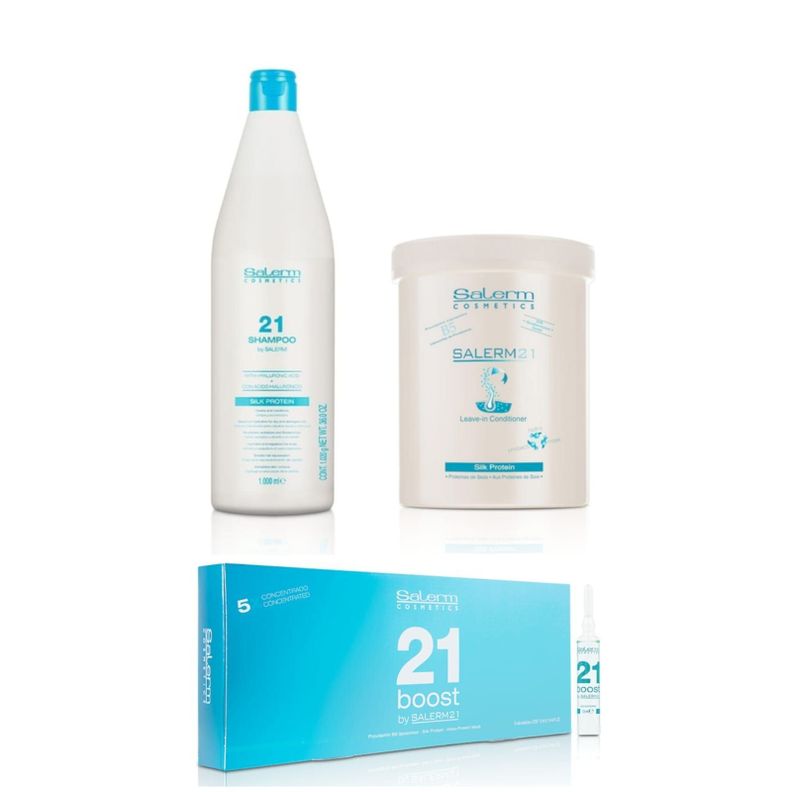 Salerm Shampoo Y Mascarilla 1.000ml Y Set Ampollas Boost 21-0