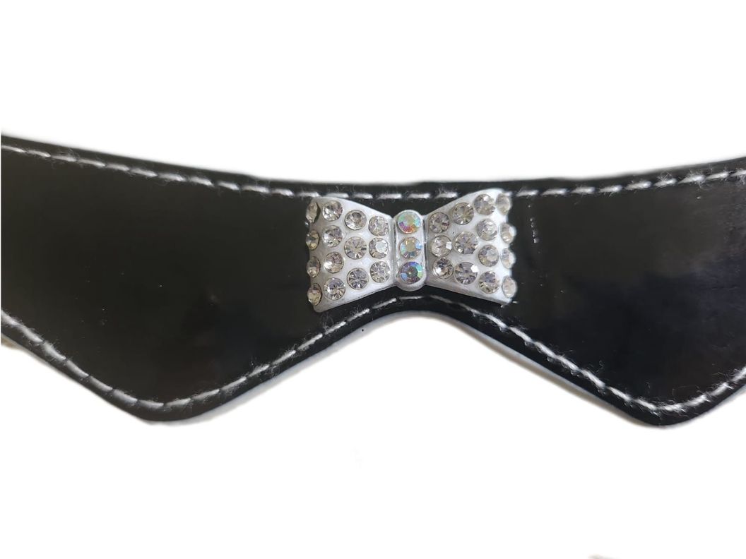 Collar Para Perro/gato Negro Lazo Glitter Talla S-1