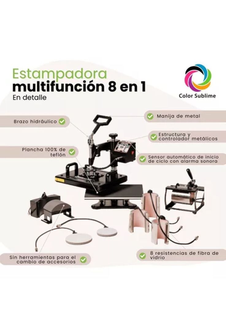 Maquina Estampadora 9en1 Sublimacion Plancha Poleras Tazones-2