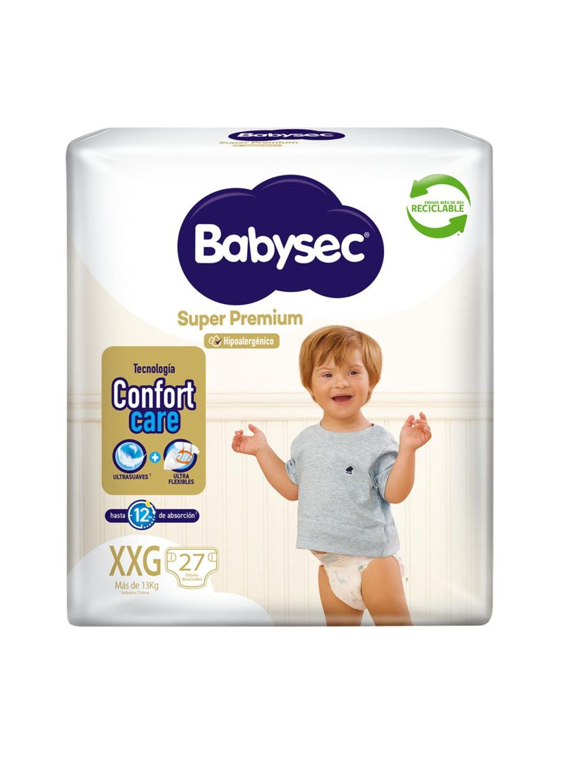 Pañales de Bebé Babysec Super Premium Cuidado Total 27un XXG-1