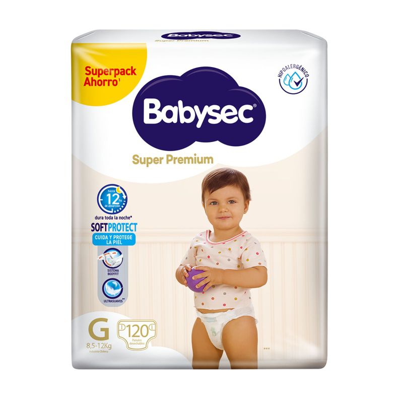 Pañales De Bebé Babysec Super Premium 120 Un Talla G-0