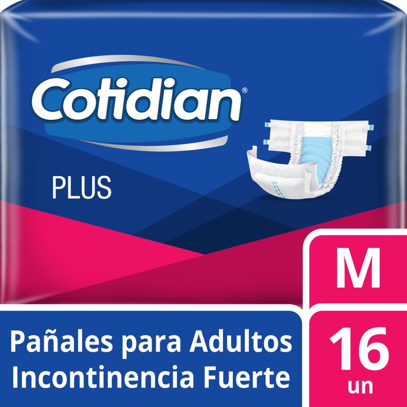 Panales de Adulto Cotidian Plus Incontinencia Fuerte 16 un M Azul
