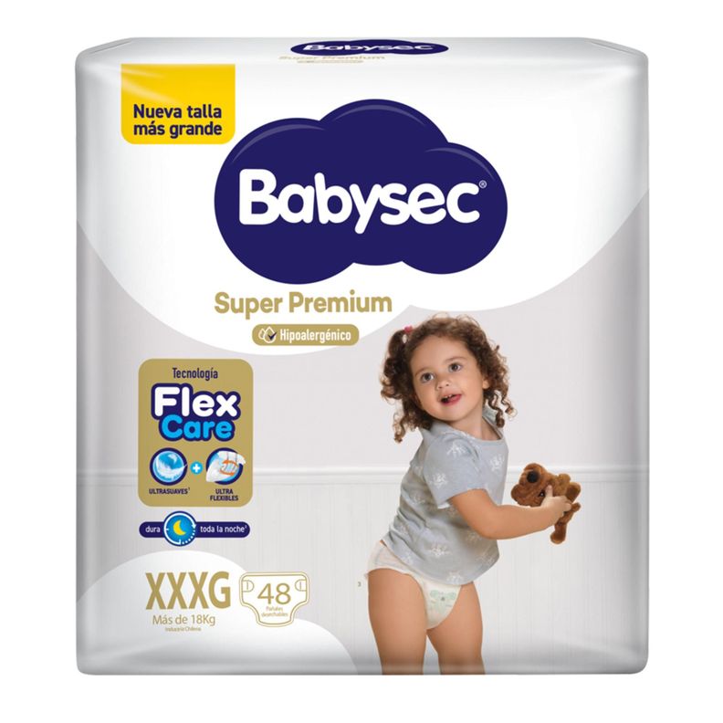 Panal de bebe Babysec Super Premium  XXXG 48un Blanco XXXL