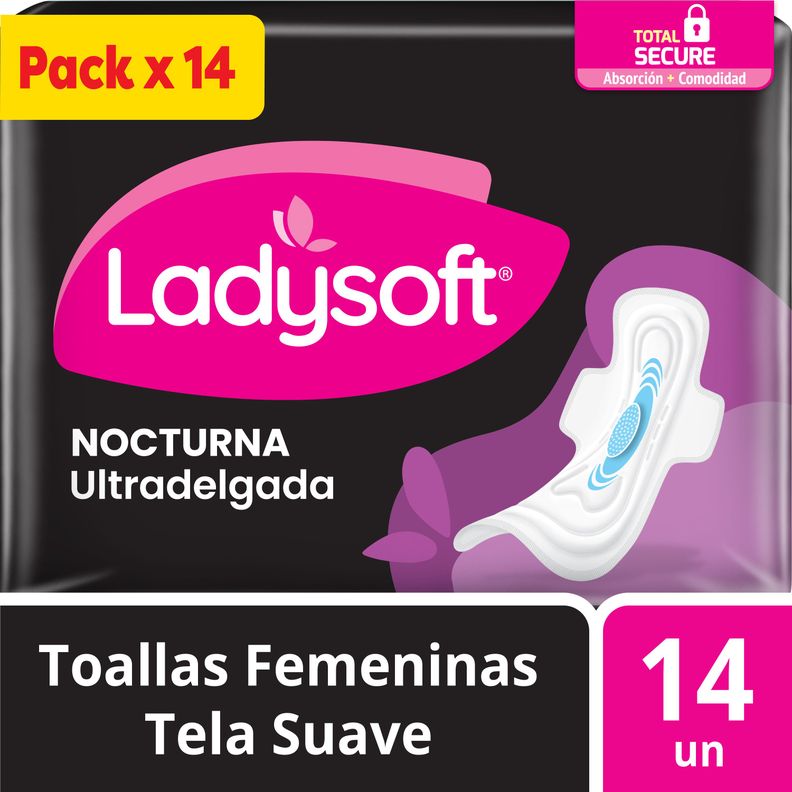 Toalla Fem Nocturna Ladysoft Ultradelgada Tela Suave 14un