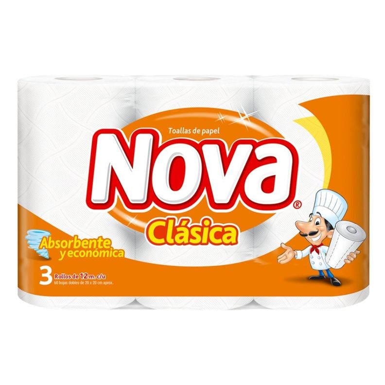 Pack 3 Toalla de Papel Nova Clásica 3 un 12 mt-1