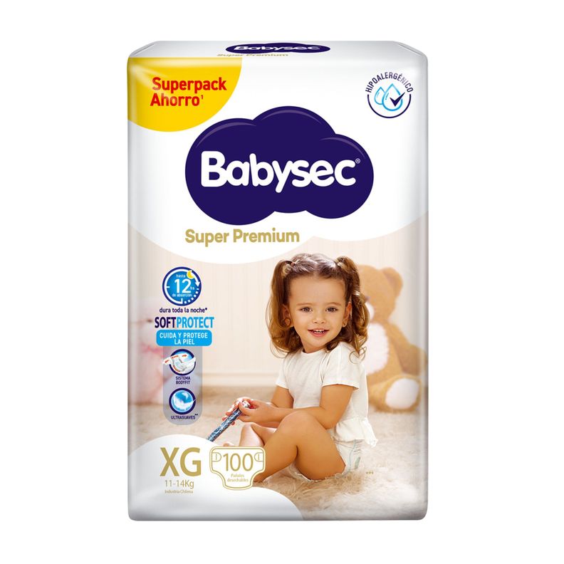 Pañales De Bebé Babysec Super Premium 100 Un Talla XG-1