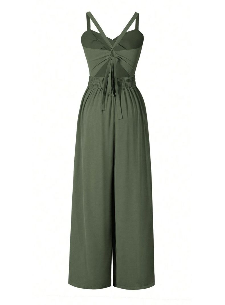 Conjunto Mono Sin Mangas De Mujer Verde Pierna Ancha-1