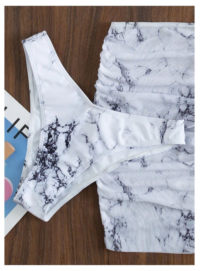 Conjunto De Bikini Con Falda Marmol Tie Dye 3 Piezas-1