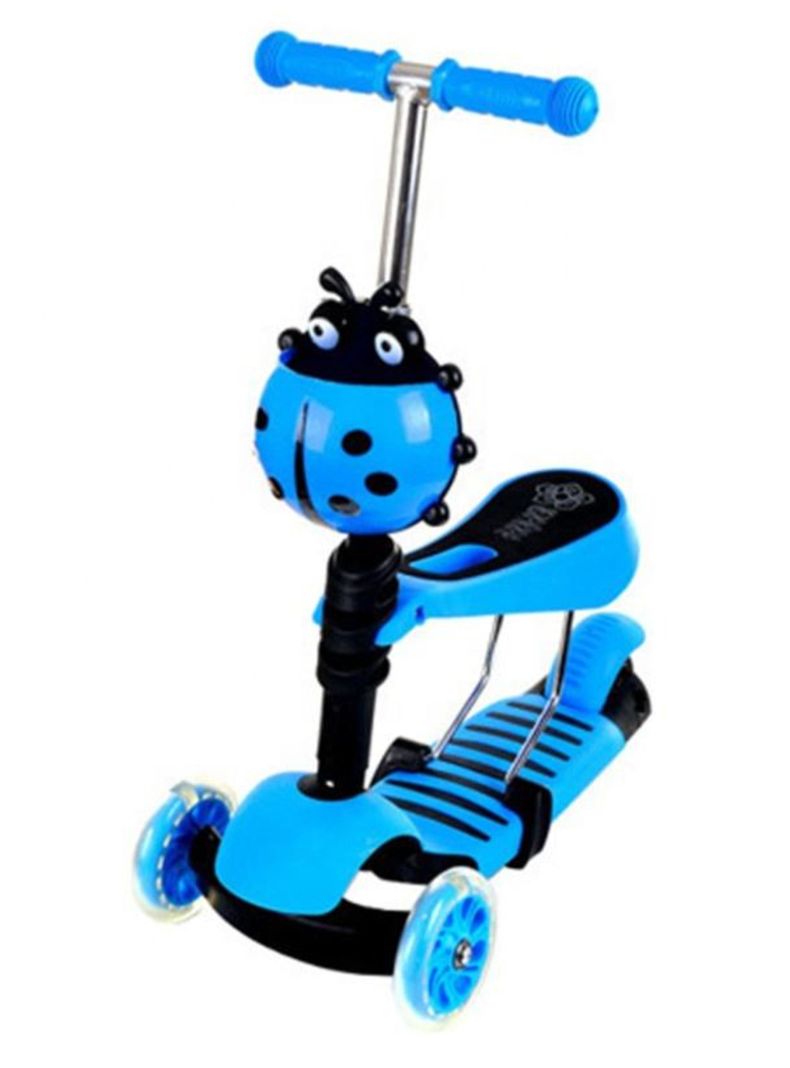 Scooter Monopatín 3 En 1 Ajustable Luces Con Asiento Azul-1